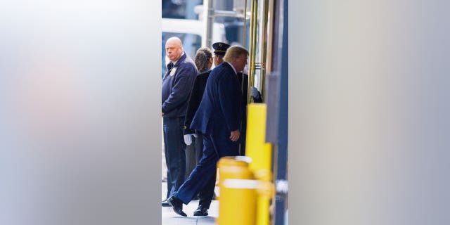 Former President Donald Trump arrives at Trump Tower in New York City on April 3, 2023.