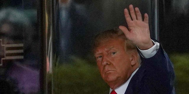 Former U.S. President Donald Trump arrives at Trump Tower, after his indictment by a Manhattan grand jury following a probe into hush money paid to porn star Stormy Daniels, in New York City, U.S April 3, 2023.  