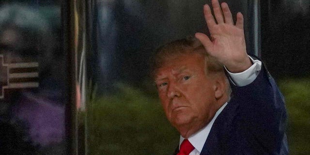 Former U.S. President Donald Trump arrives at Trump Tower, after his indictment by a Manhattan grand jury following a probe into hush money paid to porn star Stormy Daniels, in New York City, U.S April 3, 2023.  