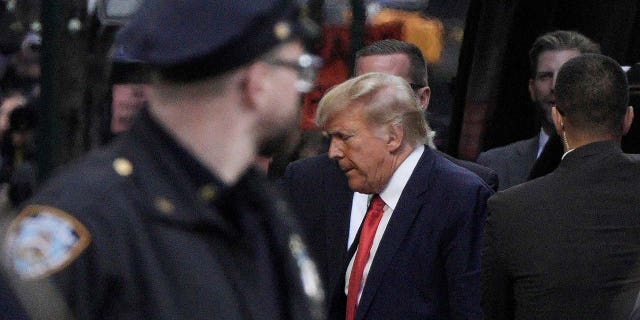 Former U.S. President Donald Trump arrives at Trump Tower, after his indictment by a Manhattan grand jury following a probe into hush money paid to porn star Stormy Daniels, in New York City, U.S April 3, 2023.