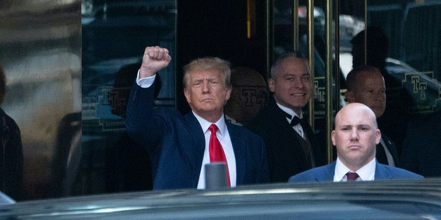 Former President Donald Trump arrives ahead of his arraignment at the Manhattan Federal Court in New York City on April 4, 2023.