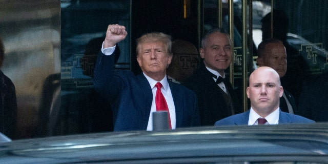 Former President Donald Trump arrives ahead of his arraignment at the Manhattan Federal Court in New York City on April 4, 2023.