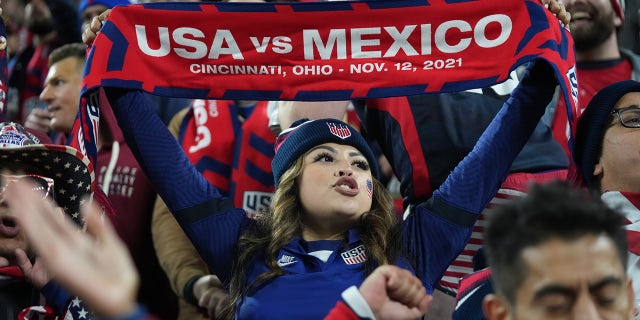 USA fans during a game between Mexico and USMNT at TQL Stadium on Nov. 12, 2021 in Cincinnati.