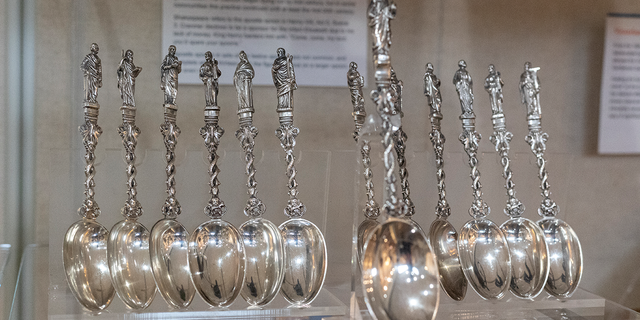 A set of silver spoons on display at Unclaimed Baggage Museum.