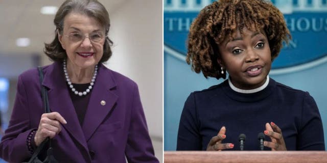 Democratic California Sen. Dianne Feinstein and White House press secretary Karine Jean-Pierre.