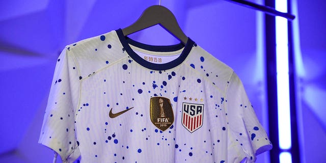 The USWNT Home Kit features a custom paint splatter design that was made using a "drip painting technique pattern."