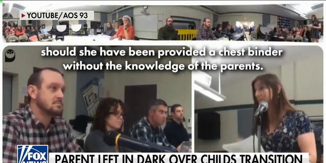 Amber Lavigne, of Newcastle, Maine, confronts local school board members after discovering that her 13-year-old daughter was transitioning in school without her knowledge.