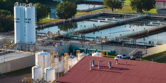 This is an aerial view of of the city of Jackson, Miss.'s O.B. Curtis Water Plant in Ridgeland, Mississippi, on Sept. 1, 2022.