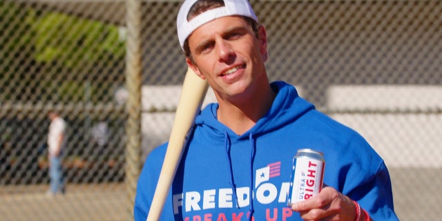 Freedom Speaks Up CEO Seth Weather is shown in an advertisement for Conservative Dad's Ultra Right beer, which launched Wednesday.