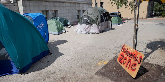 Homeless encampment.