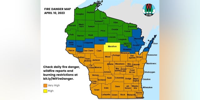 Much of Wisconsin remains on "very high" alert for wildfires. 