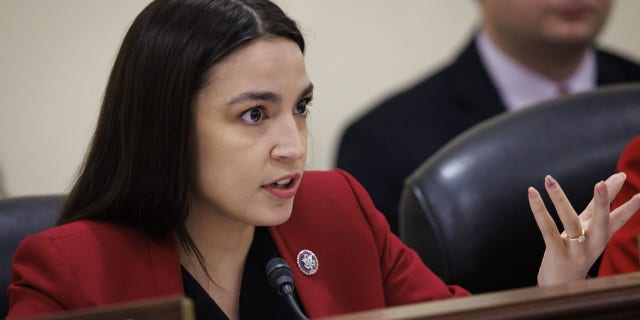 Representative Alexandria Ocasio-Cortez, a Democrat from New York, speaks during a House Oversight and Accountability Subcommittee hearing in Washington, DC, US, on Tuesday, March 28, 2023. Photographer: Ting Shen/Bloomberg via Getty Images