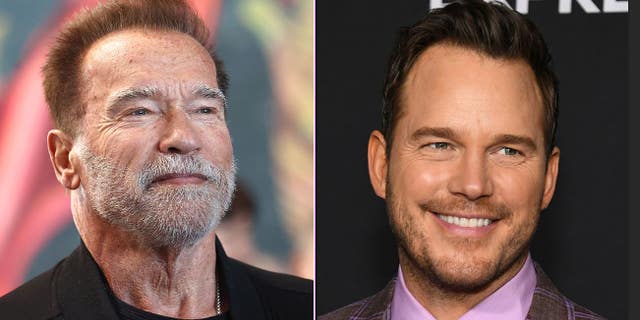 A split of Arnold Schwarzenegger and Chris Pratt