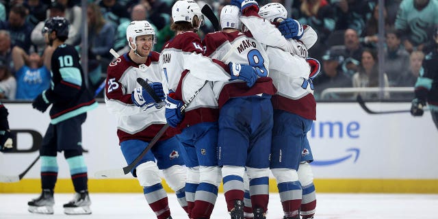 Avalanche celebrates goal