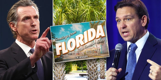 In a digital postcard to "Democrat governors," DeSantis' team celebrated "Florida's freedom" and the new residents who moved to the state amid "lockdowns, vaccine mandates and devastating school closures" from other governors during the COVID-19 pandemic.