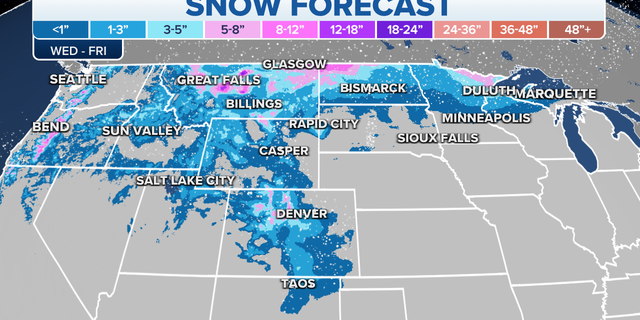 Snow forecast through Friday in the northern U.S.