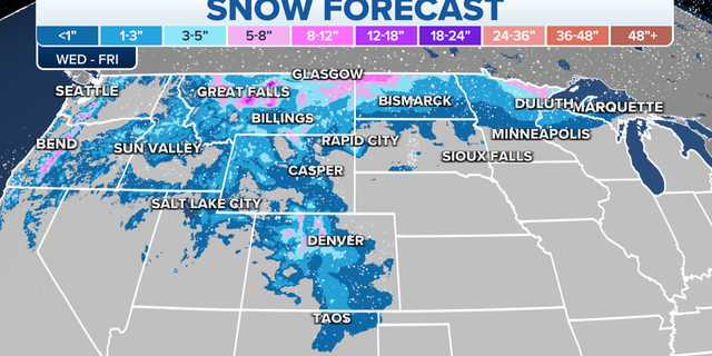 Snow forecast through Friday in the northern U.S.