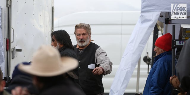 Alec Baldwin on the set of 'Rust' shooting in Montana in April