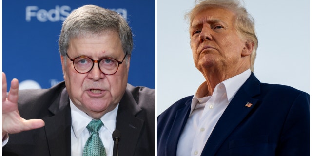 Bill Barr and Donald Trump split combo