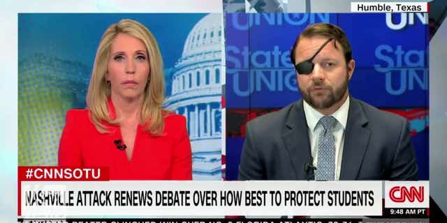 Rep. Dan Crenshaw, R-Texas, told CNNs Dana Bash armed security at every school could prevent school shootings like in Nashville.