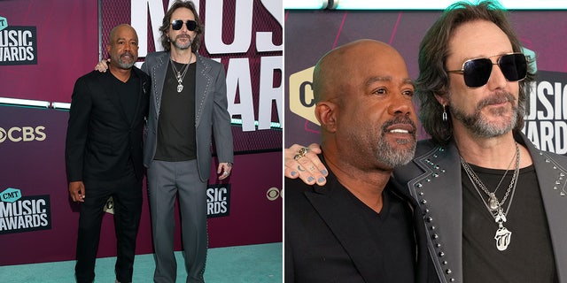 Darius Rucker and The Black Crowes frontman Chris Robinson walked the red carpet ahead of their CMT Music Awards performance.