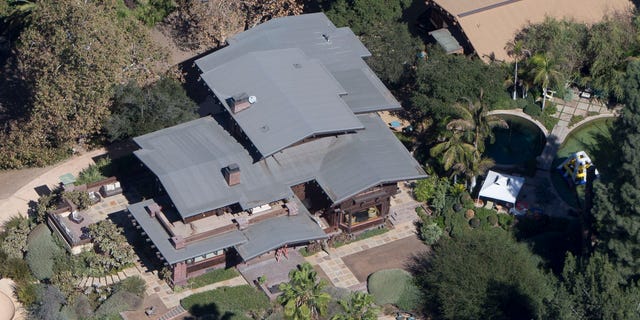 A photo of the supposedly haunted house Elvira sold to Brad Pitt.