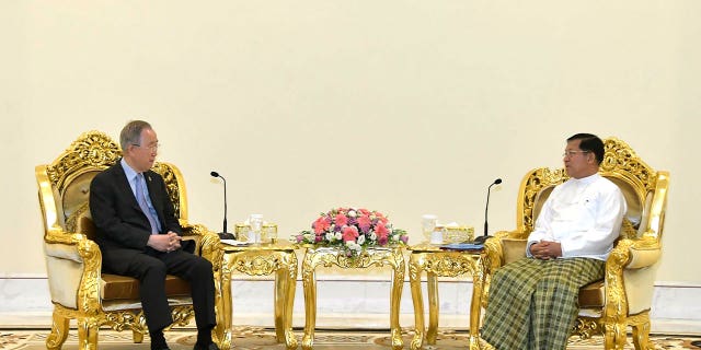 Min Aung Hlaing and Ban Ki-moon