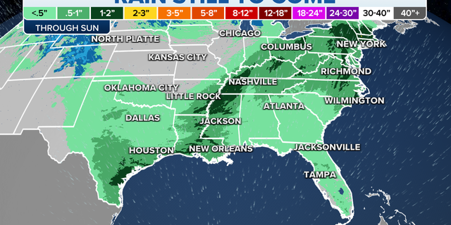 Gulf Coast and East Coast rain