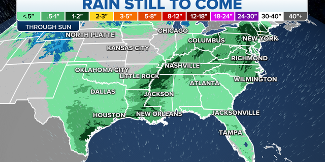 Gulf Coast and East Coast rain