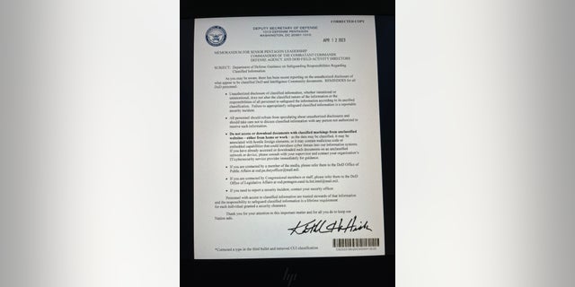 Deputy Secretary of Defense Kathleen Hicks warned Pentagon employees against sharing classified information in a memo on Tuesday.