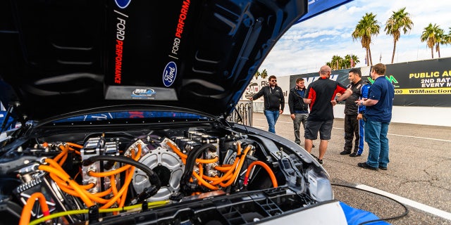 The Mustang Super Cobra Jet 1800 has electric motors under its hood.
