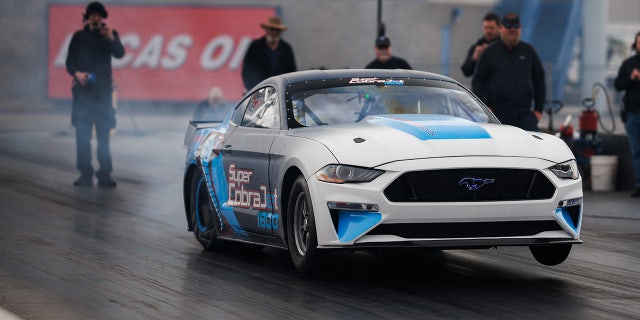 The Mustang Super Cobra Jet 1800 is an all-electric drag car.