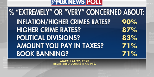 Fox News poll shows the number of voters who are concern for the issues that adults and children face.