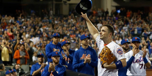 David Wright saluting fans