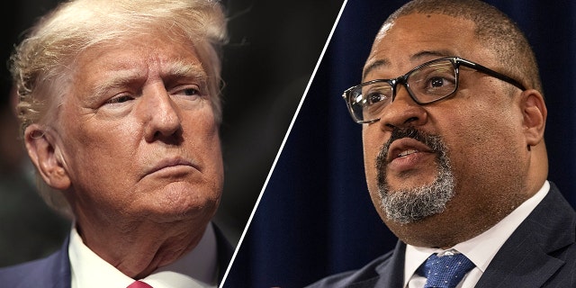 Split of Donald Trump and Alvin Bragg.