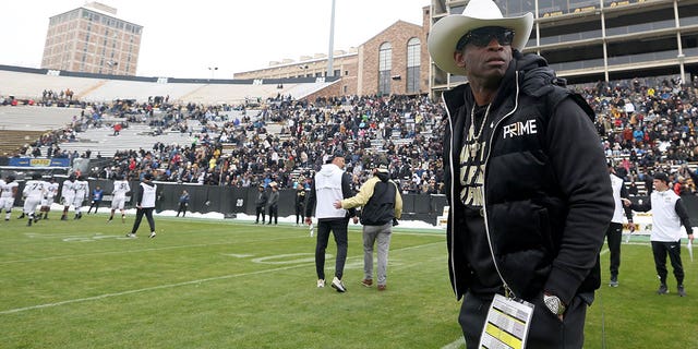 Deion Sanders at the spring game