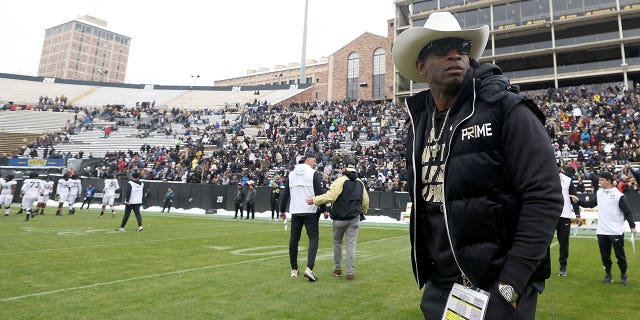 Deion Sanders at the spring game