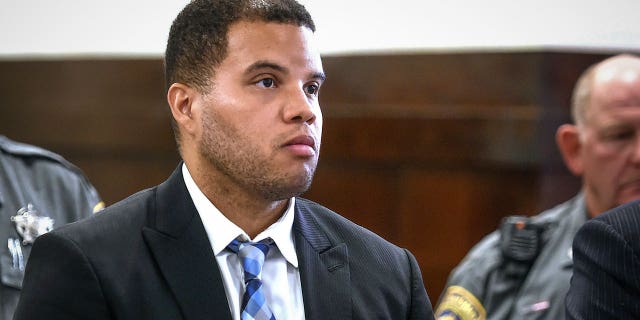 A woman shot by former Hamden, Connecticut police officer Devin Eaton (pictured) has been awarded $1.1 million in a settlement.