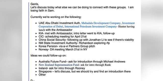In March 2011, Devon Archer’s March 2011 email to Hunter and Schwerin added he was scheduling a meeting for that April with the China Investment Corporation (CIC), China’s largest sovereign wealth fund.