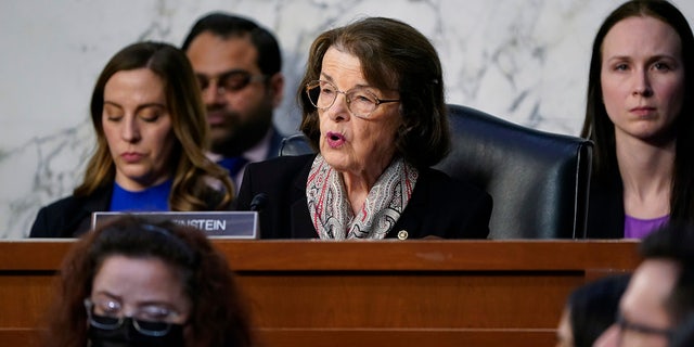 Dianne Feinstein speaking at the Capitol