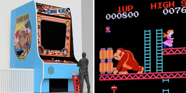 The 20-foot tall Donkey Kong arcade game will be compeleted and available for play on June 30.