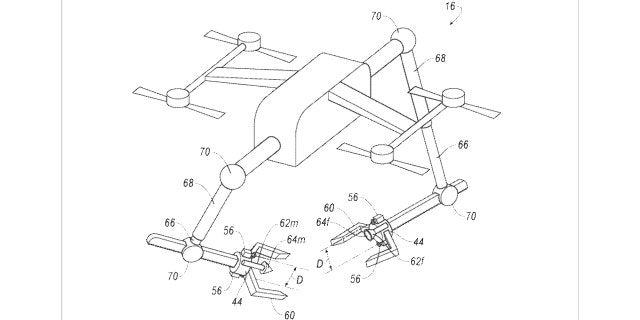 The drones are equipped with robotic arms.