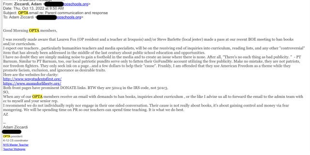 Screenshot of the email