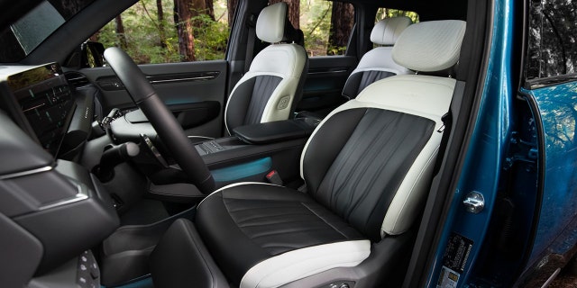 The 2024 EV9 will be available with two rows of reclining seats with footrests.