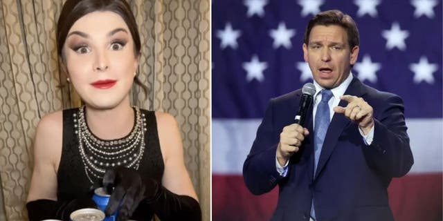 Trans activist Dylan Mulvaney (left) and Republican Florida Gov. Ron DeSantis (right).