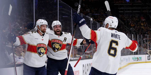 Los Florida Panthers celebran su gol