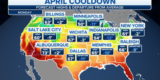 April 24 forecast highs