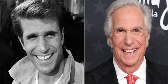 Henry Winkler in 1973 and in 2023.