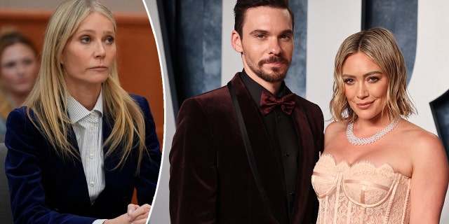 Hilary Duff's husband, producer Matthew Koma, pictured at center, was suspended on Twitter after impersonating actress Gwyneth Paltrow.