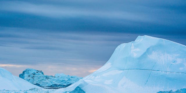 Icebergs are seen near Ilulissat, Greenland, on Oct. 6, 2020. Scientists released a study on how life was able to survive the "Snowball Earth," a period when the Earth was frozen over with runaway glaciation.